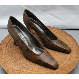 Margaret Jerrold Heels Pumps 1980's S 7.5 Crocodile Leather Spain NWOB Vintage